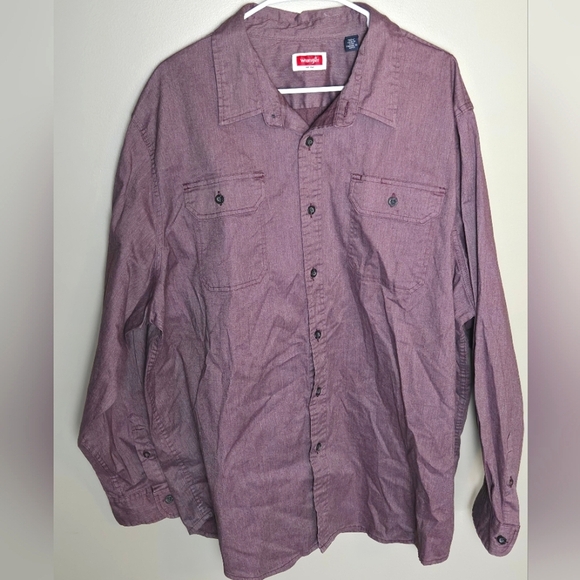 Men's Wrangler Plum Long Sleeve Button Down Shirt, Size 2X - Picture 1 of 2